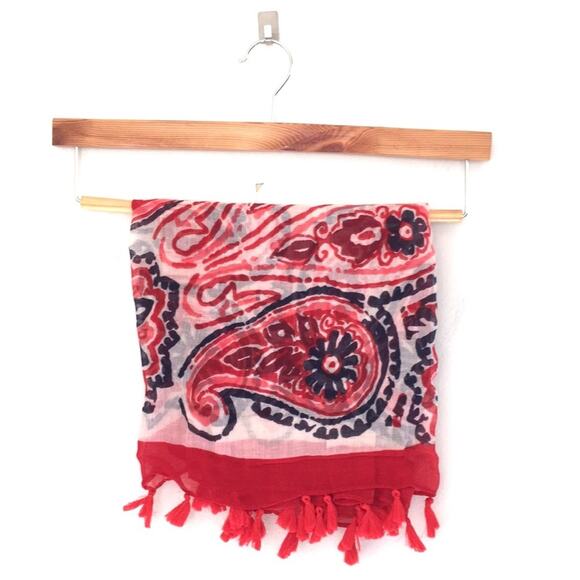 Infinite Scarf wrap swimsuit cover up white red EUC - Picture 2 of 4